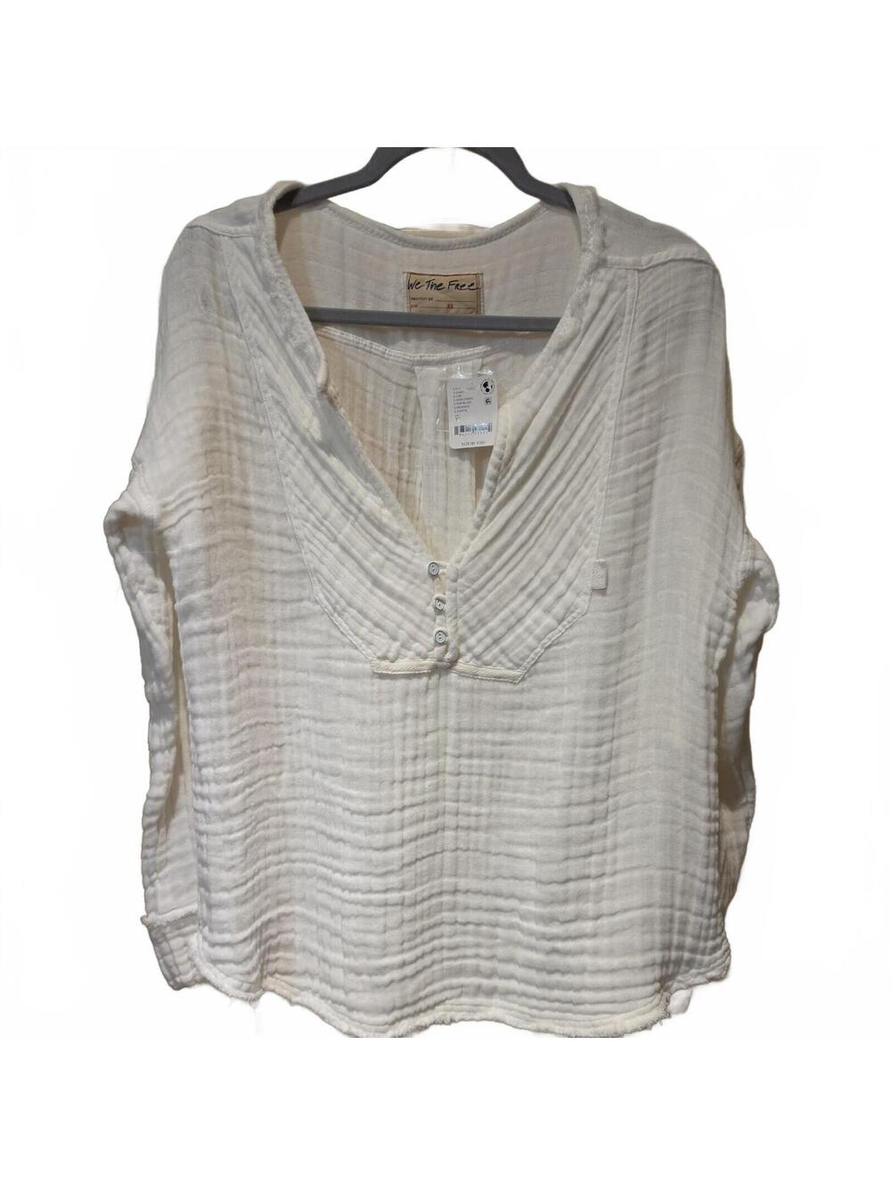 Free People We The Free Easy Sunday Pullover Top Optic White Dropped Shoulder S